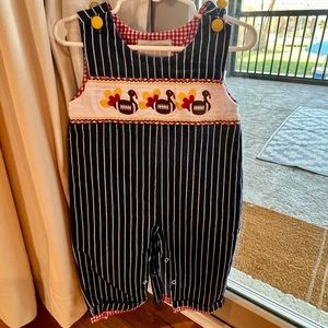 Lil Cactus smocked overalls